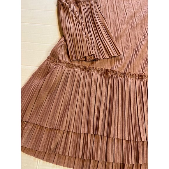 Free People "Cant Help It" Womens S Pullover Mini Dress -dusty pink Boho pleated - Picture 9 of 13